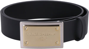 Logo buckle leather belt-1